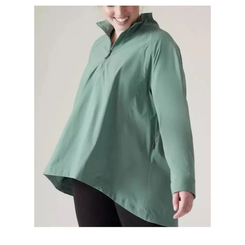 NWT! Athleta Med Advantage Poplin Top Teal Breathable light Jacket Travel Hi-Low - Picture 2 of 14